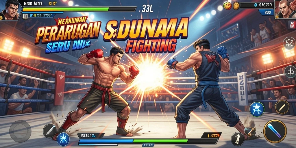 Gameplay pertarungan seru dengan karakter yang menawan.