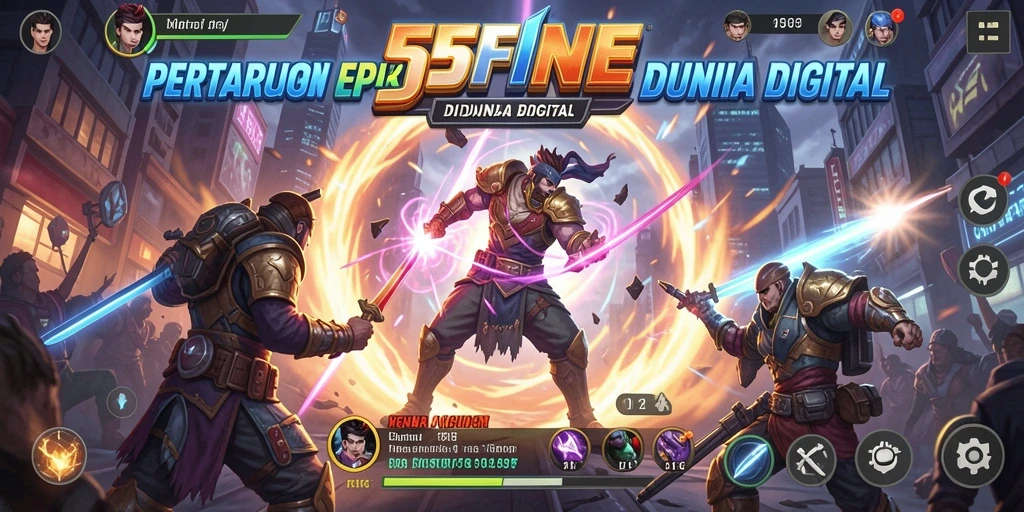 Tampilan seru gameplay Fighting di 55FIVE dengan karakter unik.