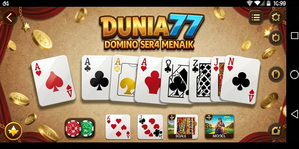 Tampilan screenshot DUNIA77 yang menunjukkan aksi permainan Domino yang seru.
