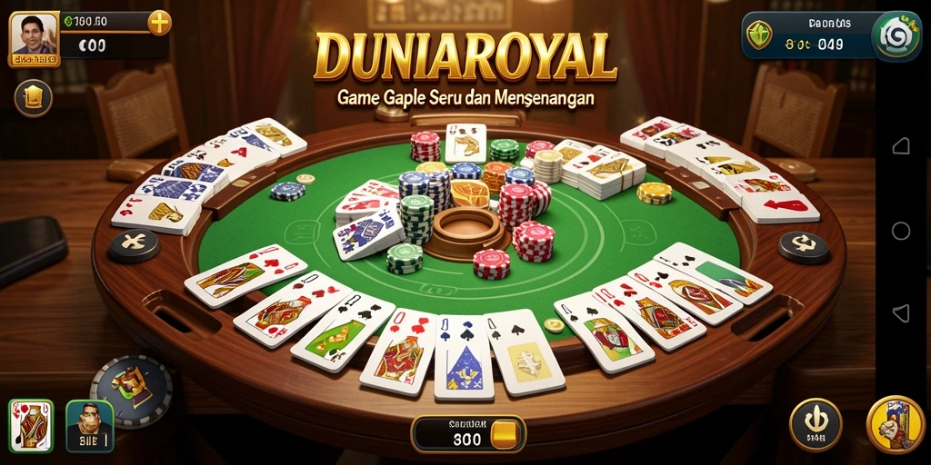 Tampilan gameplay Gaple yang seru dalam DUNIAROYAL.