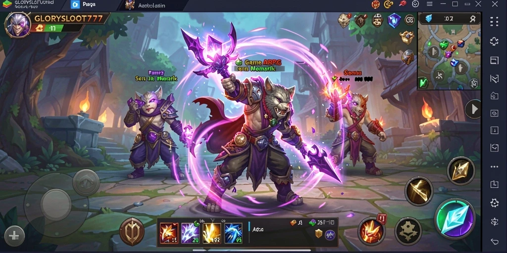 Tangkapan layar GLORYSLOT777 menampilkan aksi pertempuran yang seru dalam dunia ARPG.