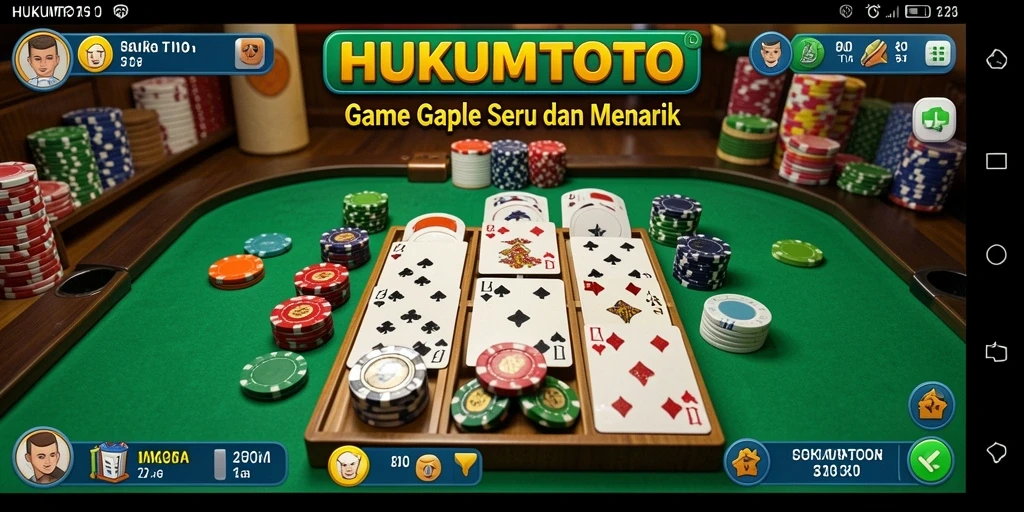 Screenshot HUKUMTOTO menampilkan gameplay Gaple yang seru dan interaktif.
