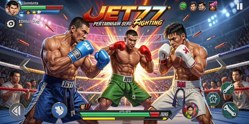 Tampilan menarik dari gameplay Fighting di JET77.