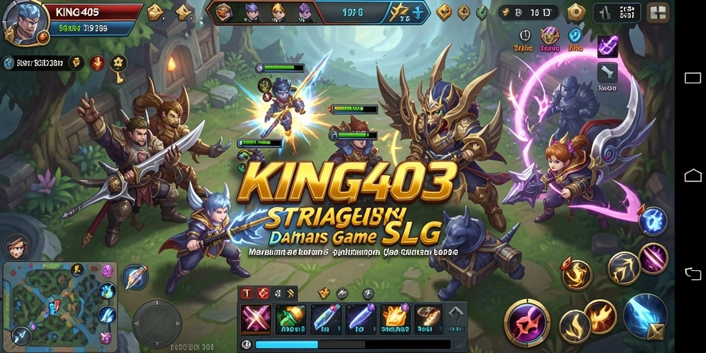 Tampilan screenshot dari KING403 yang menampilkan aksi pertempuran SLG.