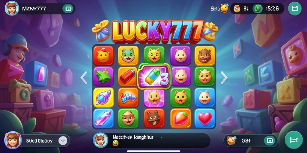 Tangkapan layar gameplay LUCKY777 menampilkan aksi menyenangkan Match-3.