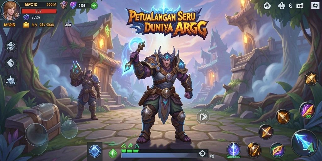 Menampilkan aksi seru dari game ARPG MPOID di dunia fantasi.