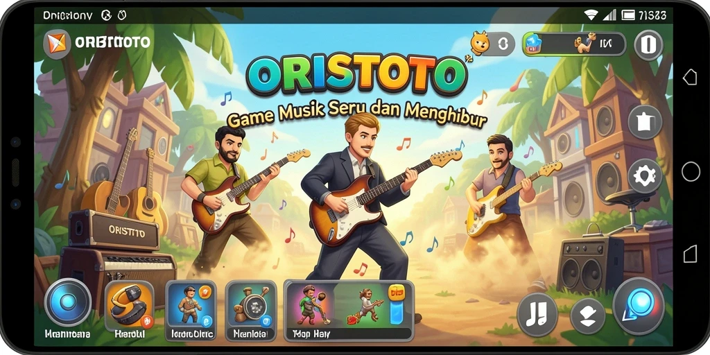 Tangkapan layar ORISTOTO yang menampilkan gameplay seru dan interaksi musik.