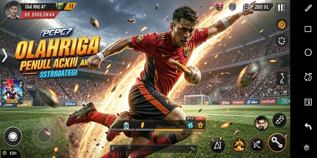 Tampilan gameplay seru dalam PCPC7 menampilkan aksi olahraga yang mendebarkan.