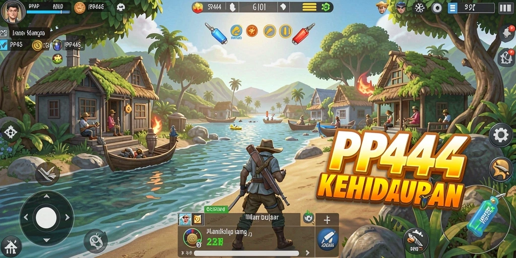 Tangkapan layar menunjukkan gameplay menarik dalam PP444 yang penuh warna.