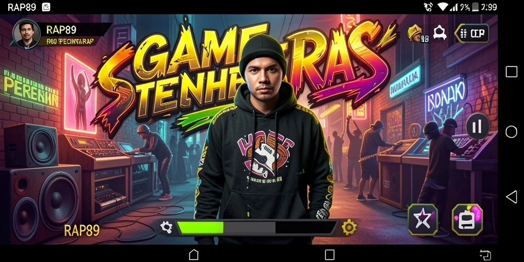 Screenshot gameplay RAP89 menampilkan pengalaman musik yang mendebarkan.