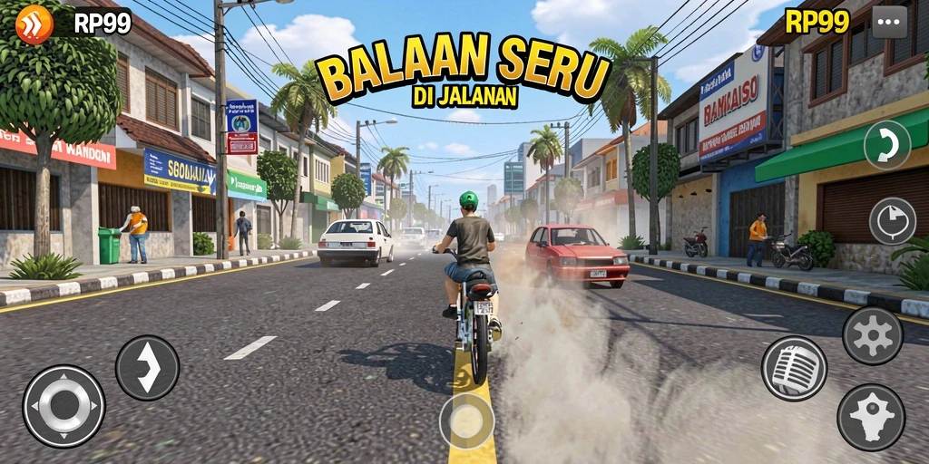 Gameplay balapan yang intens dan penuh adrenalin di RP99.