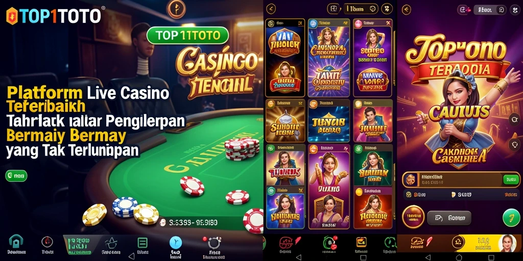 Screenshot gameplay TOP1TOTO menampilkan dealer langsung dan suasana kasino yang nyata.